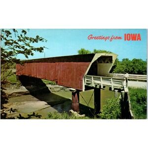 Holliwell Covered Bridge Winterset IA Vintage Covered Bridge Postcard PC14
